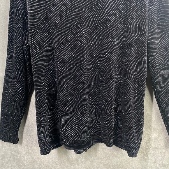 Notations Shirt Jacket XL Black Velvet Open Front‎ Stretch Party Formal Glam - Picture 8 of 15